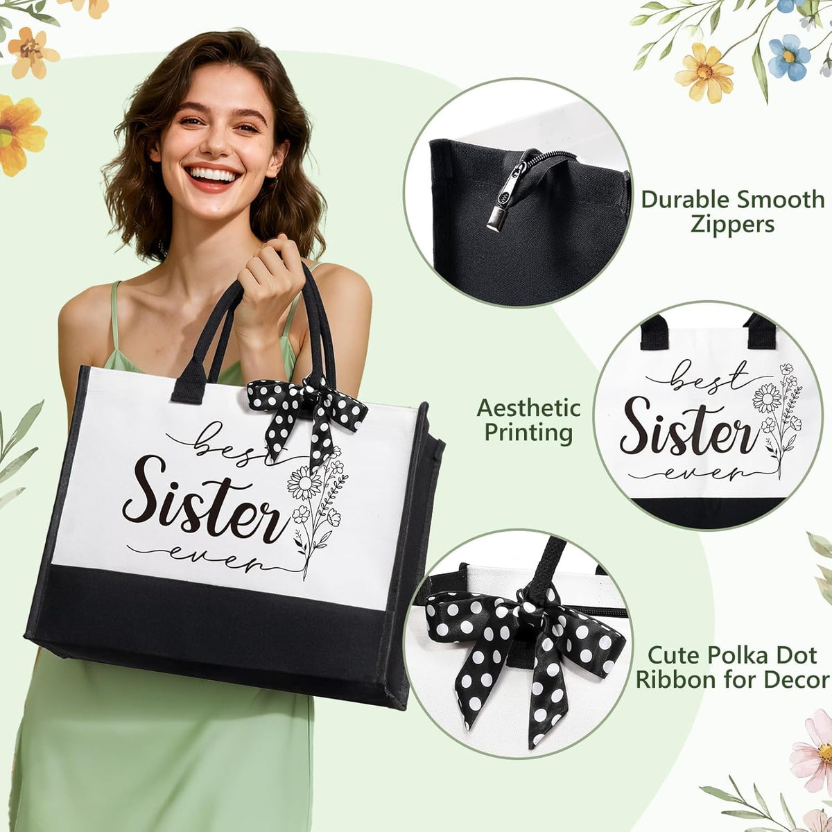 Best Sisters Gifts from Sister, Christmas Gifts for Sisters Birthday Gift from Brother, Funny Sister-in-Law Unique Soul Sis Gift Basket for Best Friends with Canvas Tote Bag 16Oz Can Glass Cup
