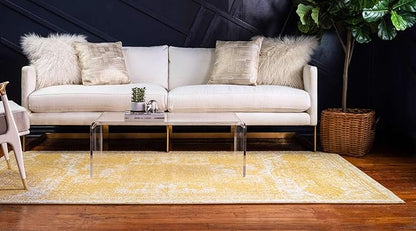 Unique Loom Bromley Collection Area Rug - Wells (2' x 3' 1" Rectangle, Yellow/ Ivory)