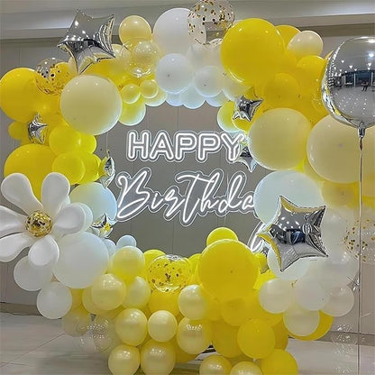 130pcs White and Yellow Balloons Garland Arch Kit, 18 12 10 5 Inch Different Sizes Pack Latex Balloon for Wedding Baby Shower Birthday Christmas Party Garland Decoration