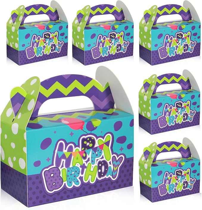 snaxuda 24 Pack Monster Paper Gift Bags Cartoon Gable Gift Boxes Party Favor Boxes Candy Treat Goodies Favor Tote Bags for Birthday Party,Weddings,Baby Shower