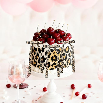 FYSUIMU 20Pcs Cheetah Print Bow Cake Toppers Cake Decorations Retro Chic Leopard Dessert Bowknot Ribbon for Girls Women Birthday Party Decor Supplies