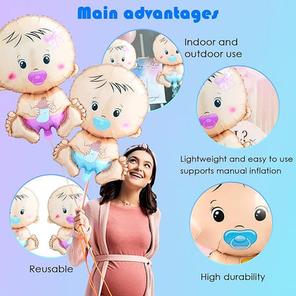 2 Pcs Gender Reveal Balloons Set (Boy & Girl) - 17.7" x 26.8" Foil Balloon for Gender Reveal Party Decorations, Baby Showers, and Photography, Pregnancy Announcement