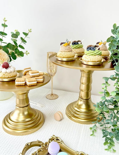 3 Pcs Gold Cake Stand Set Round Plastic Cupcake Stand Holder Dessert Table Display Set, Dessert Serving Platter for Tea Party, Birthday, Wedding, Baby Shower