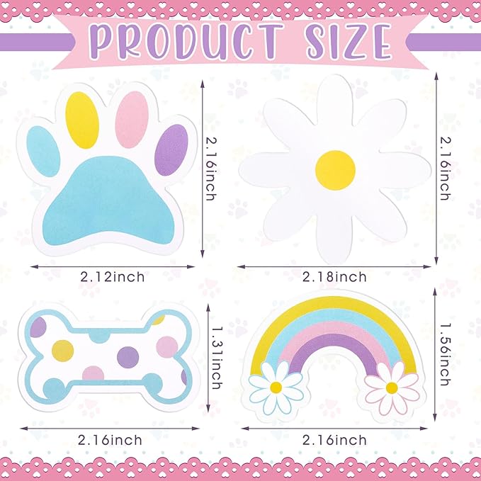 Foilswirl 48 Pcs Blue Dog Cake Cupcake Toppers Set Cartoon Paw Daisy Dog Cake Topper Birthday Decorations Flowers Daisy and Rainbow Topper Party Supplies for Blue Puppy Theme Shower Supplies