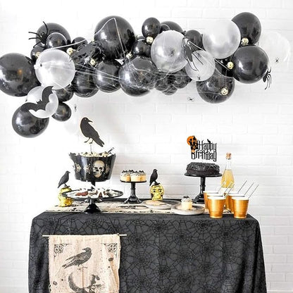 Halloween Birthday Cartoon Cake Topper with Spooky Haunted House Black Glitter Cake Decorations for Halloween Scary Theme Party Decor Supplies