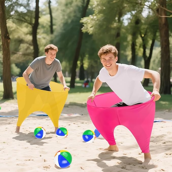 Granny Pants Yard Game Freaky Party Games Pants with Bouncy Balls and Air Pump Oversized Granny Pants Outdoor Game for Adults and Family Interactive Throwing Game for Group Gatherings