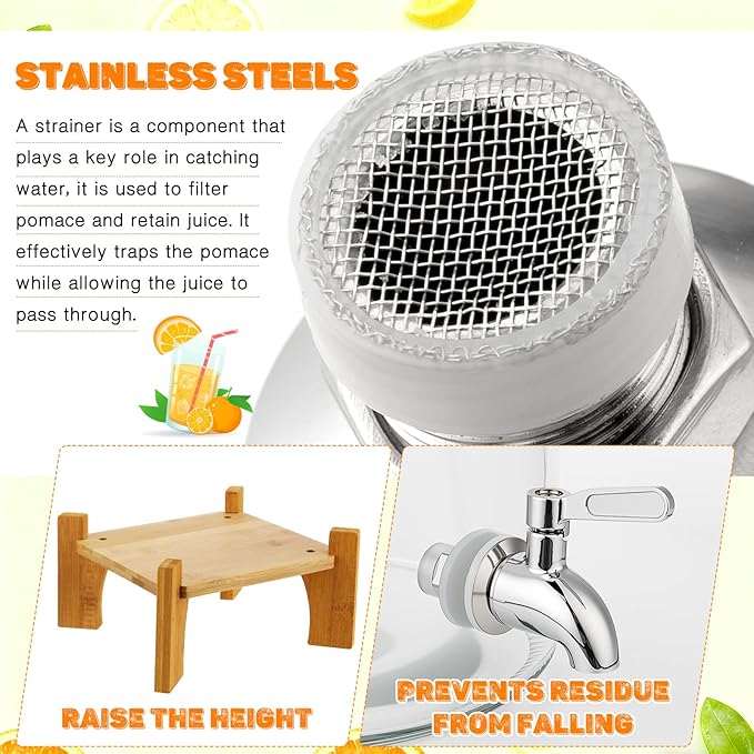 Honeydak 2 Pack 2.6 Gallon Glass Drink Dispenser for Parties, Large Beverage Dispensers with Wooden Stand, Lid & Stainless Steel Spigot for Wedding, Bars, Restaurants, Juice, Water, Lemonade, Cocktail
