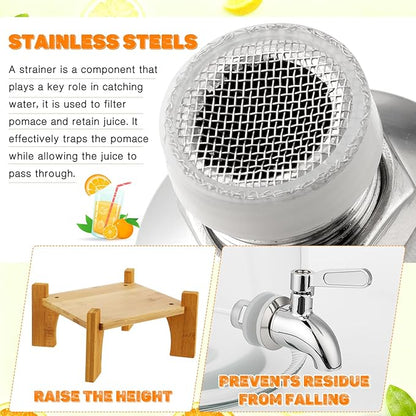 Honeydak 2 Pack 2.6 Gallon Glass Drink Dispenser for Parties, Large Beverage Dispensers with Wooden Stand, Lid & Stainless Steel Spigot for Wedding, Bars, Restaurants, Juice, Water, Lemonade, Cocktail