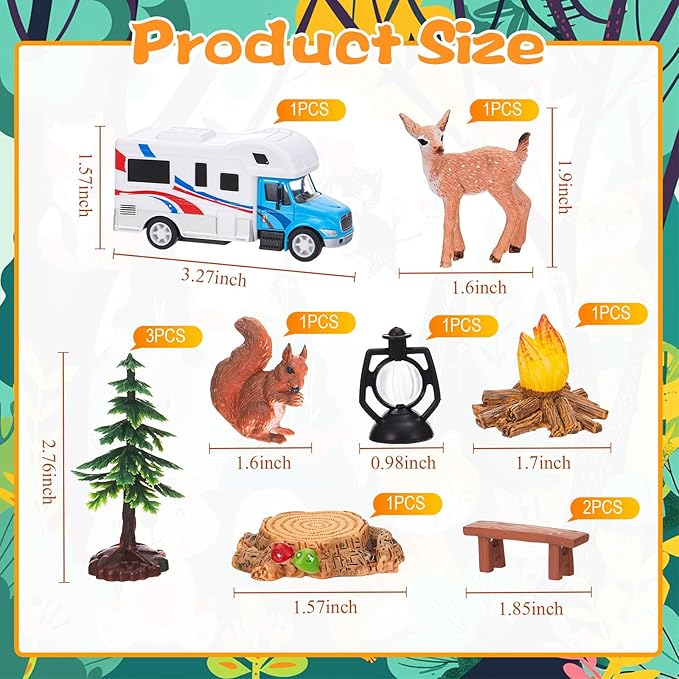 Yookeer 11 Pcs Camping Cake Topper Fireside Camp Decor Set Fireside Camp Christmas Topper Camping Themed Decoration for Forest Theme Birthday Party Supplies(Novel Style)
