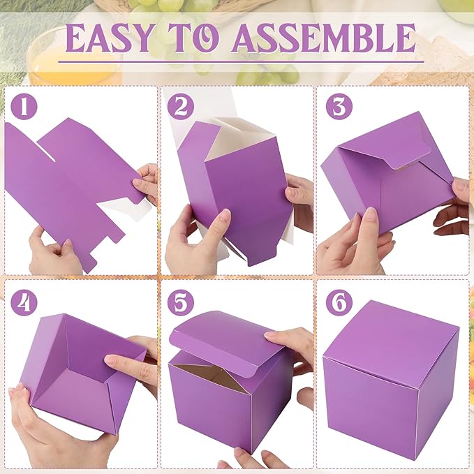 Zhehao 48 Pack Small Gift Boxes Bulk 4 x 4 x 4 Inch Colorful Kraft Paper Cube Boxes Holiday Easy Assemble Cardboard Container with Lids for Crafting Cupcake Wedding Presents Birthday, Assorted Color