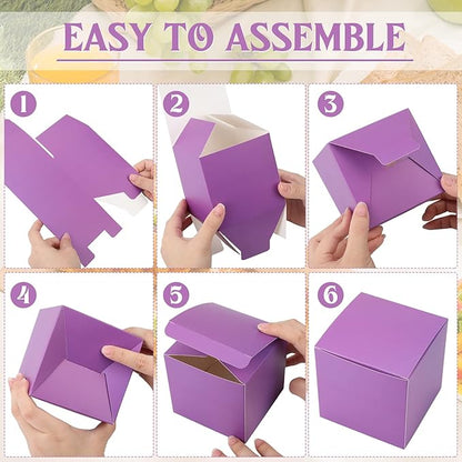 Zhehao 48 Pack Small Gift Boxes Bulk 4 x 4 x 4 Inch Colorful Kraft Paper Cube Boxes Holiday Easy Assemble Cardboard Container with Lids for Crafting Cupcake Wedding Presents Birthday, Assorted Color