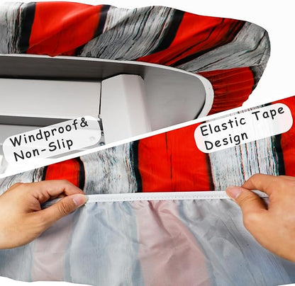 American Flag Picnic Table Cover with Bench Covers Set Wood Texture Waterproof Windproof Camping Rectangle Tablecloths Fitted Picnic Table Cover for Outdoor,Picnic,Camping (Red, 3pcs-72" x 30")