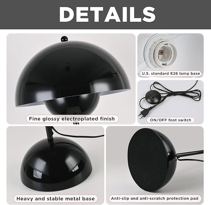 COSYLUX Modern Floor Lamp for Living Room, Industrial Tall Standing Lamp for Bedroom, Metal Shade Reflecting Light Reading Floor Lamp for Office, Nursery Room, Corner(Bright Black)