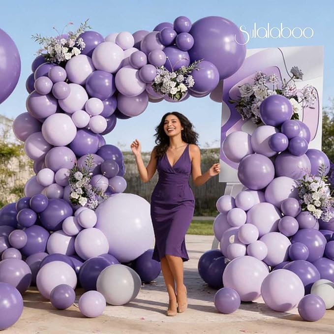 Purple Balloons Arch Kit 155Pcs Different Sizes of 18 10 5 Inch Latex Lavender Light Purple Balloon Garland for Birthday Anniversary Wedding Party Decorations