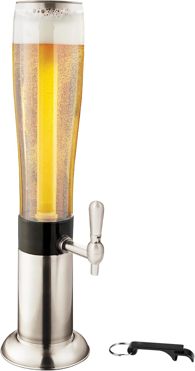Hammer + Axe Beverage Dispenser – 88 oz Party Drink Dispenser with Ice Tube & Tap| Drink Fountain for Beer, Water, Iced Tea| Mimosa Tower| Margarita Tower| BBQ & Tailgate Essential| Home Bar Accessory