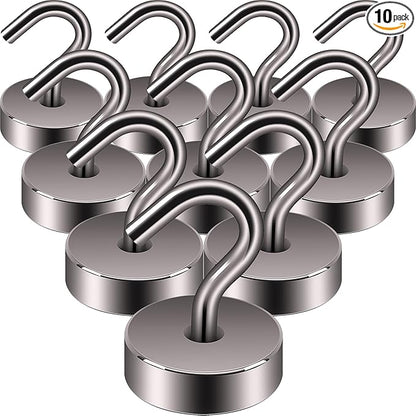 Neosmuk Magnetic Hooks, Cruise Ship Essentials, 40lb+ Heavy Duty Magnetic Hooks for Cruise Cabins, Refrigerator, Grill, Hanging, and Travel | Extra Strong Must-Haves Magnet Hook,Brown,Pack of 10