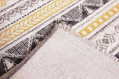 Alfa Rich 4x6 Yellow Gray White Washable Area Rugs for Living Room Bedroom Kitchen Cotton Decor Rug