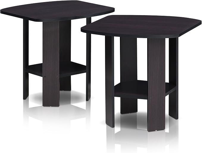 Furinno Simple Design Side Table Set of 2, 2-Tier Modern End Table