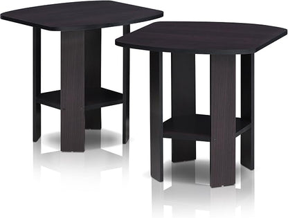 Furinno Simple Design Side Table Set of 2, 2-Tier Modern End Table