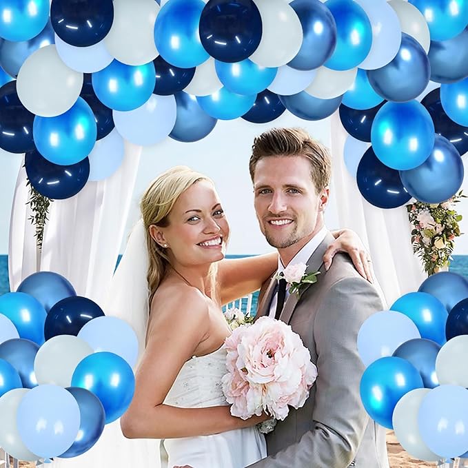 Blue balloons, 50Pcs Metallic Blue balloons 12inch Navy blue balloons for Birthday, Baby Shower, Wedding, Boys, Men, Graduation