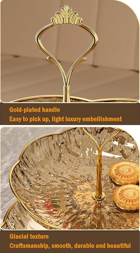 3 Tier Cupcake Stand, Plastic 3 Tiered Serving Stand, Dessert Tower Tray for Party, Birthday, Wedding, Gold
