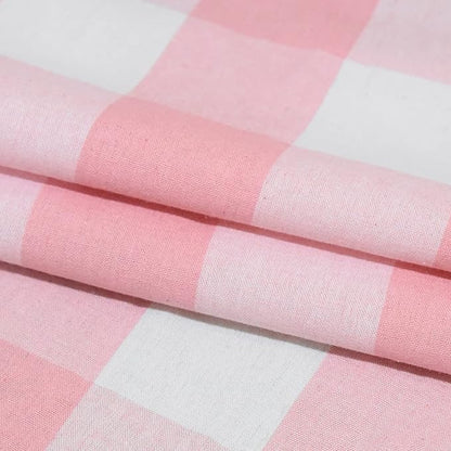 3 Pc Cotton Classic Country Farmhouse Kitchen Window Curtain Grommet Top -Pink & White Buffalo Check Tier & Valance Set, 54" x 18" / 32" x 30"