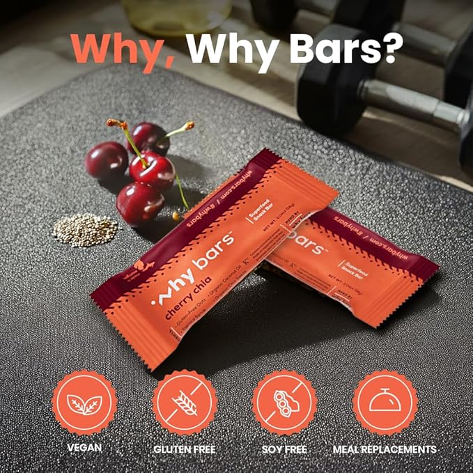 Superfood Protein Bar, Cherry Chia, 2.04 Ounce Bars (Pack of 12 Protein Bars) - Protein Bar Superfood, Gluten Free, Non GMO, Organic, Vegan, Simple Ingredients