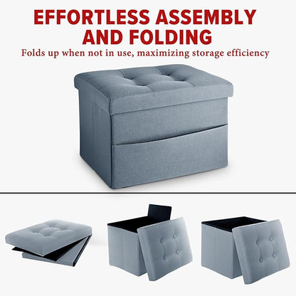 LINMAGCO Storage Ottoman Folding Foot Stool Ottoman