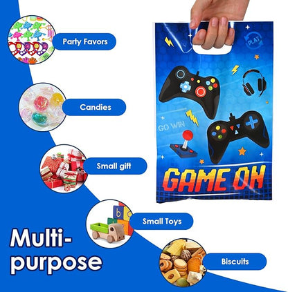 HappFestiv 50 Pcs Video Game Party Favor Bags, Game on Plastic Treat Bags for Candy & Small Gifts, Gaming Gift Bags Candy Bags, Birthday Themed Party Supplies for Boys