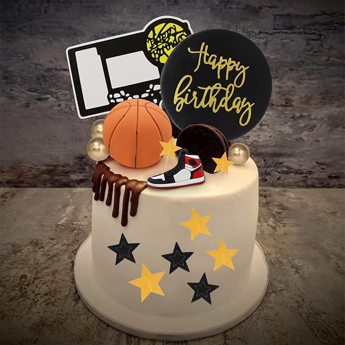 Basketball Cake Toppers 21pcs Basketball Theme Cake Decorations for Sports Basketballs NBA March Madness Jordan Party Supplies