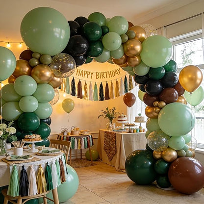 Green Balloons 60 PCS 12 Inch Dark Green Balloons Emerald Hunter Forest Green Balloon Kit for Birthday Baby Shower Christmas Graduation Dinosaur Jungle Theme Party Decorations