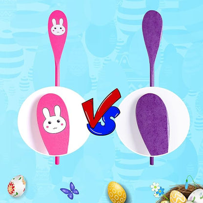 LYUBASA 12PCS Easter Egg and Spoon Race Game Set,6 Players, Easter Party Favor for Kids and Family Activity Lawn Games Party Supplies Outdoor Fun Games, Classroom Activities Easter Games