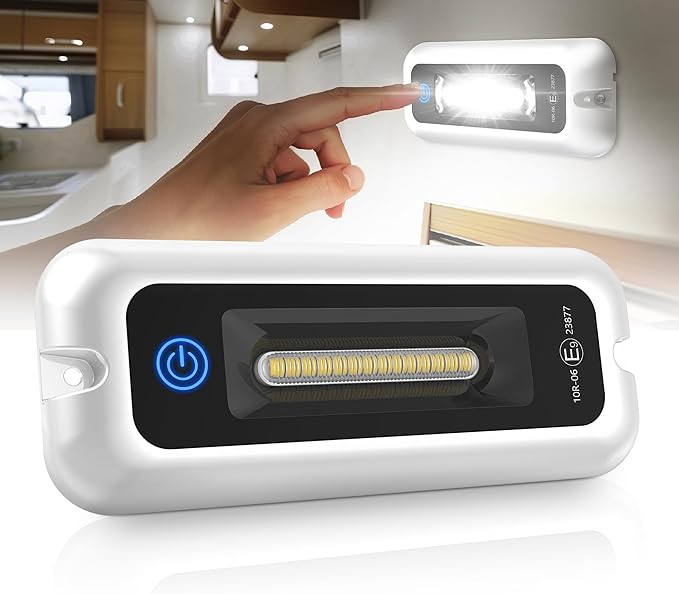 MICTUNING 6 Inch Interior RV Porch Light, Utility RV Awning White 6000K, Smart Touch Screen, Indoor IP68 Waterproof Aluminum for SUV Camper Trailer MPV Boat Home Cabinet Hallway