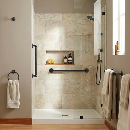Gatco 5211MX Gibson Towel Bar | Retro Modern Wall-Mounted Bathroom Towel Bar | Stylish Decorative Hardware, Heavy Duty Metal, EZ Ancor Mounting | Matte Black Finish