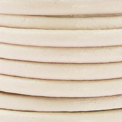 Mandala Crafts Round Genuine Cream Leather Cord for Jewelry Making – 5mm Cowhide Leather Rope String Lace for Kumihimo – 4.4 Yards Cowhide Craft Cording Spool