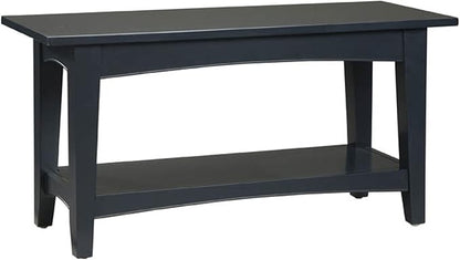 Alaterre Furniture Shaker Cottage Bench with Shelf, 36" W, Charcoal Gray