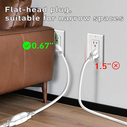 LUCKY TL 2 Pack Indoor Outdoor Extension Cord, 16/3 Gauge White Short Extension Cord 3ft, Waterproof Flexible Case, Made in Pure Copper, 13A 1625W 16AWG SJTW, 3 Prong Heavy Duty Wire, UL