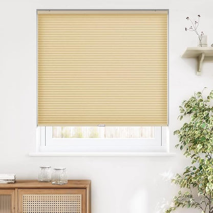 LazBlinds Cordless Cellular Shades, Light Filtering Honeycomb Shades for Home, Thermal Insulation Noise Reduction Blinds for Windows, 41'' W x 64'' H, Yellowish-Brown