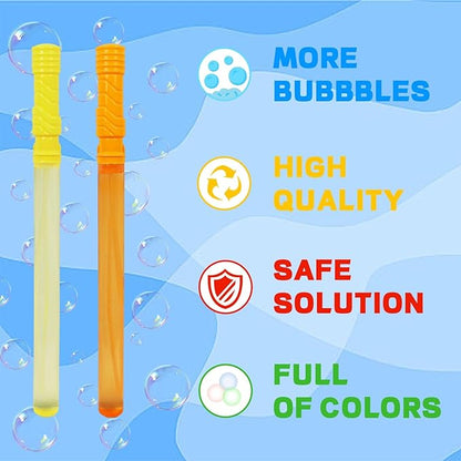 MorTime 36 Pack Bubble Wands for Kids, 8 Colors Bubbles Stick Bulk, 14.6" Easter Party Favor Summer Toy for Children