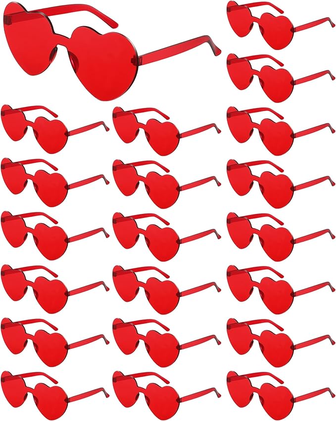 Frienda 20 Pairs Heart Shaped Sunglasses Rimless Candy Color Glasses for Women Men Party Favor