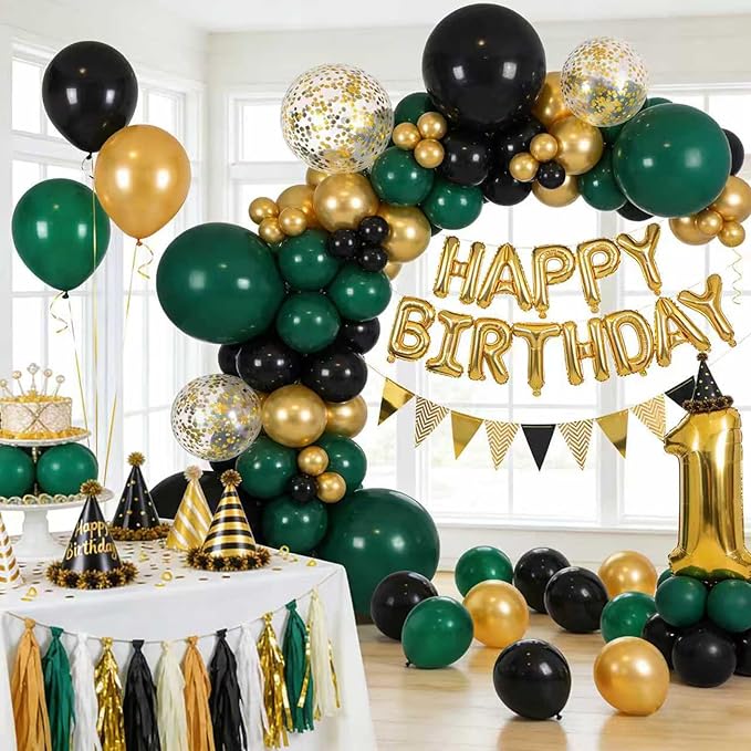 Green Balloons 60 PCS 12 Inch Dark Green Balloons Emerald Hunter Forest Green Balloon Kit for Birthday Baby Shower Christmas Graduation Dinosaur Jungle Theme Party Decorations