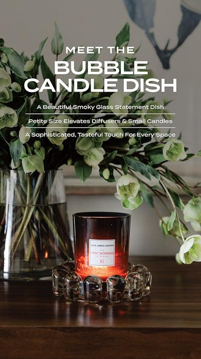 Alice Lane Original Bubble Candle Dish – Chic Smoky Glass Candle Dish for Home Decor – Decorative Modern Candle Holder for Small Candles & Diffusers