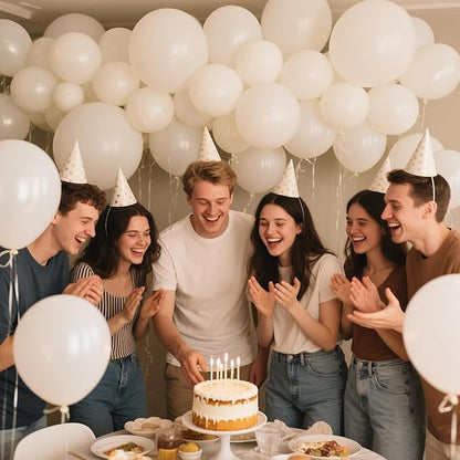 Sand White Latex Balloons 12 Inch 100 Pack Matte Latex Balloons for White Theme Birthday Party Wedding Baby Shower Decorations