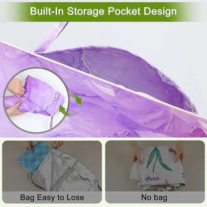 Picnic Table Cover with Bench Covers Windproof Waterproof Picnic Table Covers Camping Tablecloth with Self-Storage Bag, 72in, Light Purple