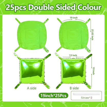 NISOCY 25PCS Green Square Foil Balloons Wall Backdrop Double Sided Light Green Christmas Balloon Tunnel Arch Kit for Birthday Christmas Graduation Wedding Anniversary Summer Jungle Party Decorations