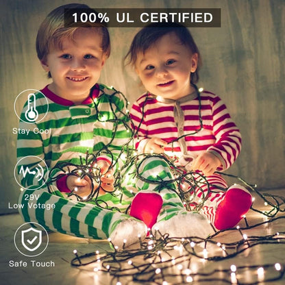 AmyHomie Color Changing Christmas Lights, 108Ft 300LED White Warm White String Lights, 8 Modes Waterproof Fairy String Lights for Outdoor & Indoor Christmas Tree Home Patio Garden Decor