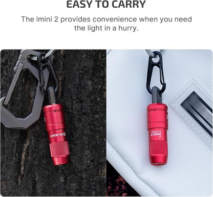 OLIGHT IMINI 2 EDC Rechargeable Keychain Flashlight, 50 Lumens Compact and Portable Mini LED Keyring Lights with Built-in Battery Ideal for Everyday Carry and Emergencies (Passionate Red)