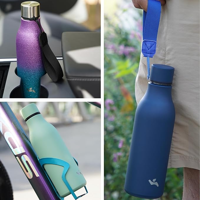Konokyo Insulated Water Bottle with Strap,18 oz Double Wall Stainless Steel Vacuum Bottles Metal Water Flask,Light Pink