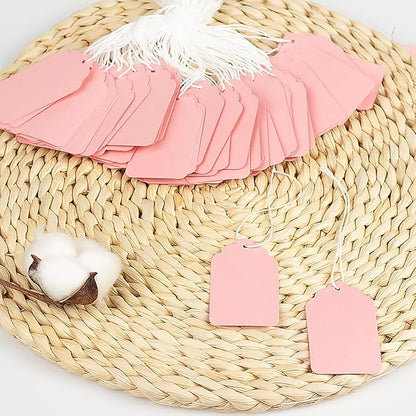 Hang Tags with String Attached,Pack of 500 Price Tags (2.75"x1.57",Pink)