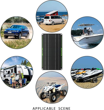 Topsolar 10 Watt 12 Volt Solar Trickle Charger 10W 12V Solar Panel Car Battery Charger Portable Solar Battery Maintainer for Car Motorcycle Boat Marine RV + Cigarette Lighter Plug Alligator Clip